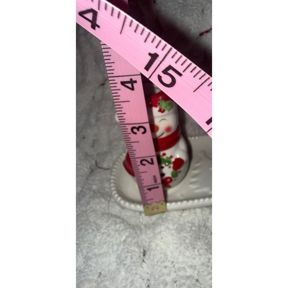 Merry Makers Snow Happy Snowman Toothpick Holder and Serving Tray Set White Red